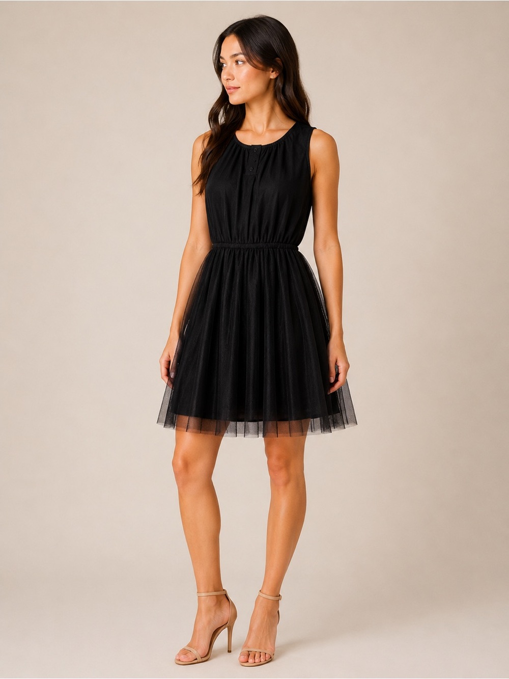 Divided H&M Black Tulle Fit & Flare Dress US 8